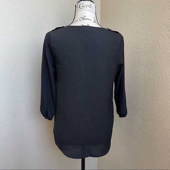 Monteau Black Semi Sheer High-Low Blouse Size M - Picture 6 of 16